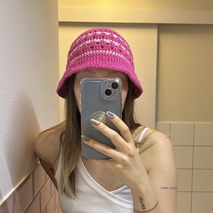 Nyári, pink bucket hat kalap - 100% pamut, Ruha & Divat, Sál, Sapka, Kendő, Kalap, Horgolás, MESKA