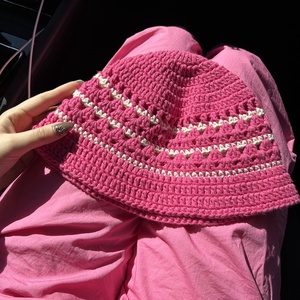 Nyári, pink bucket hat kalap - 100% pamut - ruha & divat - sál, sapka, kendő - kalap - Meska.hu