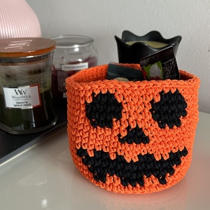 Töklámpás horgolt kosár - Halloween-i dekoráció - Meska.hu