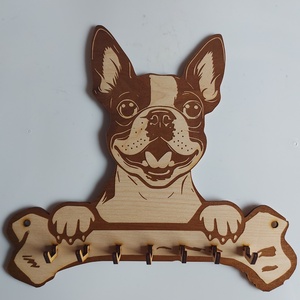 Boston terrier fali kulcstartó, Otthon & Életmód, Dekoráció, Fali és függő dekoráció, Fali kulcstartó, Famegmunkálás, Gravírozás, pirográfia, MESKA