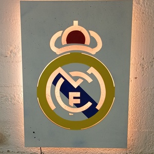 Real Madrid logo - világító falikép - otthon & életmód - dekoráció - kép & falikép - fából készült kép - Meska.hu