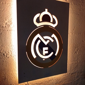 Real Madrid logo - világító falikép - otthon & életmód - dekoráció - kép & falikép - fából készült kép - Meska.hu