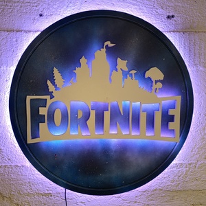 Fortnite - világító falikép - otthon & életmód - dekoráció - kép & falikép - fából készült kép - Meska.hu