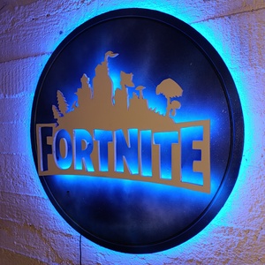 Fortnite - világító falikép - otthon & életmód - dekoráció - kép & falikép - fából készült kép - Meska.hu