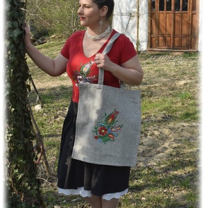 Fehérnép somogyi cekkere (szürke) - táska & tok - bevásárlás & shopper táska - shopper, textiltáska, szatyor - Meska.hu