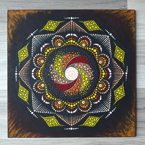 Pontozott mandala - sárga, narancs, vörös - otthon & lakás - dekoráció - spiritualitás - mandala - Meska.hu