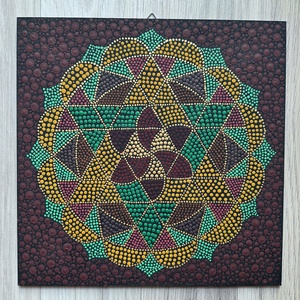 Pontozott mandala - felfele, lefele néző háromszögek, Otthon & Lakás, Dekoráció, Spiritualitás, Mandala, Festészet, MESKA