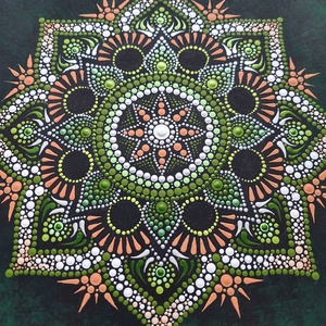 Pontozott mandala - Narancs, zöld - otthon & lakás - dekoráció - spiritualitás - mandala - Meska.hu