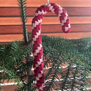 Candy cane / cukorbot, Karácsony, Karácsonyi lakásdekoráció, Karácsonyfadíszek, Csomózás, MESKA