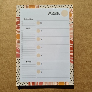 Angol nyelvű heti tervező jegyzettömb / Weekly Planner notepad - Meska.hu