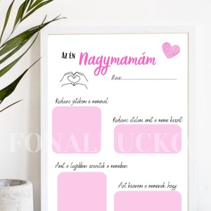 Nyomtatható emléklap nagymamáknak, Művészet, Grafika & Illusztráció, Digitális, Fotó, grafika, rajz, illusztráció, MESKA