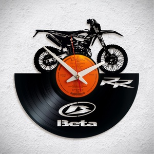 Beta RR50 motorkerékpár  - Bakelit falióra, Otthon & Lakás, Dekoráció, Fali és függő dekoráció, Falióra & óra, Újrahasznosított alapanyagból készült termékek, MESKA