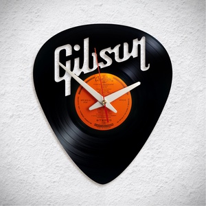 Gibson gitár, pengető - Bakelit falióra, Otthon & Életmód, Dekoráció, Fali és függő dekoráció, Falióra & óra, Újrahasznosított alapanyagból készült termékek, MESKA