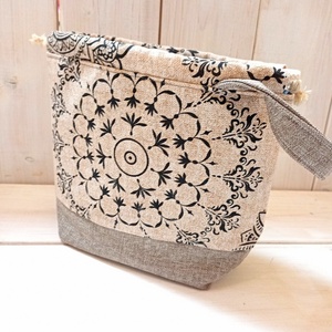 Project bag - Beige, mandala mintás - táska & tok - bevásárlás & shopper táska - shopper, textiltáska, szatyor - Meska.hu