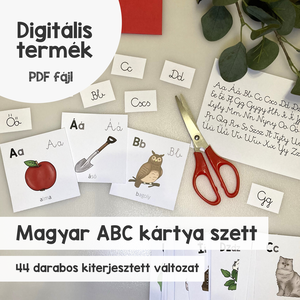 Magyar ABC kártya, 44 darabos kiterjesztett kártya szett (nyomtatható), Játék & Sport, Készségfejlesztő és Logikai játék, Oktató játékok, Fotó, grafika, rajz, illusztráció, MESKA