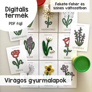 Virágos gyurmalap (nyomtatható), Játék & Sport, Készségfejlesztő és Logikai játék, Oktató játékok, Fotó, grafika, rajz, illusztráció, MESKA