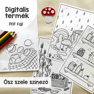 Ősz szele színező csomag (nyomtatható), Művészet, Grafika & Illusztráció, Digitális, Fotó, grafika, rajz, illusztráció, MESKA