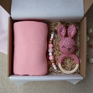 Pink Bunny Box - Baba ajándékdoboz / Babaváró ajándék / Babalátogató ajándék - Meska.hu