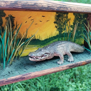 Krokodilos shadowbox, roombox  - otthon & életmód - dekoráció - kép & falikép - 3d képek - Meska.hu