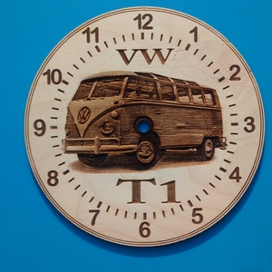 VW, VolksWagen T1 Samba mintás falióra. Vws, volkswagenes képpel. - otthon & életmód - dekoráció - fali és függő dekoráció - falióra & óra - Meska.hu