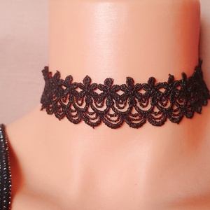 Fekete virág mintás csipke choker nyakék Halloween , Ékszer, Nyaklánc, Nyakpánt, gallér, , MESKA