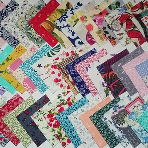 100 db Növény mintás patchwork 10x10 cm pamutvászon csomag  - Meska.hu