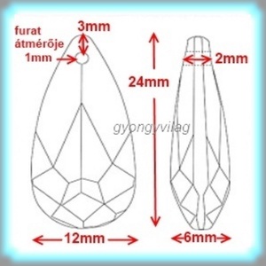 Swarovski kristály medál: SWM csepp (6100) 24mm több szín - kellékek & szerszámok - gyöngy, ékszerkellék - swarovski kristályok - Meska.hu