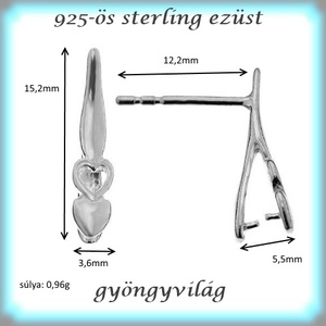 925-ös sterling ezüst ékszerkellék: fülbevaló kapocs, bedugós EFK B 31 - kellékek & szerszámok - gyöngy, ékszerkellék - egyéb alkatrész - Meska.hu