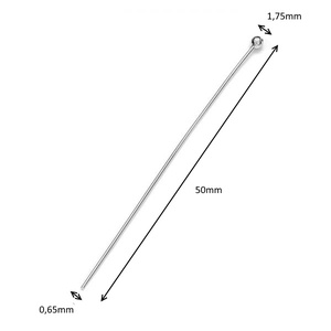 925-ös sterling ezüst ékszerkellék: szerelőpálca gömb végű ESZP G 50x0,65 - kellékek & szerszámok - gyöngy, ékszerkellék - egyéb alkatrész - Meska.hu