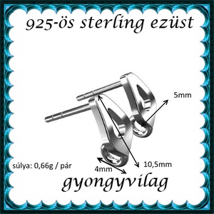 925-ös sterling ezüst ékszerkellék: fülbevalóalap bedugós EFK B 35 - kellékek & szerszámok - gyöngy, ékszerkellék - egyéb alkatrész - Meska.hu