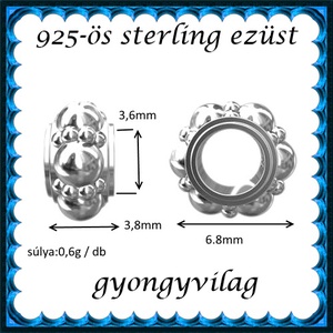 925-ös sterling ezüst ékszerkellék: köztes / gyöngy / dísz EKÖ 65 - kellékek & szerszámok - gyöngy, ékszerkellék - fém köztesek - Meska.hu