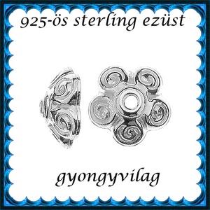 925-ös sterling ezüst ékszerkellék: gyöngykupak EGYK 16 1db/ csomag 9,6mm-es, Kellékek & szerszámok, Gyöngy, ékszerkellék, Fém köztesek, Ékszerkészítés, Ékszerkészítés, MESKA