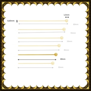 925-ös sterling ezüst ékszerkellék: szerelőpálca gömb végű 40x0,65 Gold Filled, Kellékek & szerszámok, Gyöngy, ékszerkellék, Egyéb alkatrész, Ékszerkészítés, Mindenmás, Ékszerkészítés, MESKA