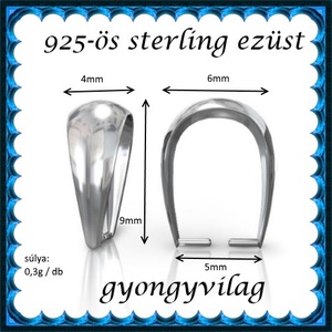 925-ös sterling ezüst ékszerkellék: medáltartó, medálkapocs EMK 77-9 - kellékek & szerszámok - gyöngy, ékszerkellék - egyéb alkatrész - Meska.hu