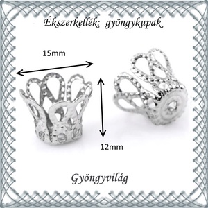  Ékszerkellék: gyöngykupak BGYK 18-12x5, ródiumozott, 10db - kellékek & szerszámok - gyöngy, ékszerkellék - egyéb alkatrész - Meska.hu