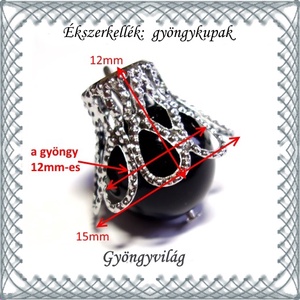  Ékszerkellék: gyöngykupak BGYK 18-12x5, ródiumozott, 10db - kellékek & szerszámok - gyöngy, ékszerkellék - egyéb alkatrész - Meska.hu