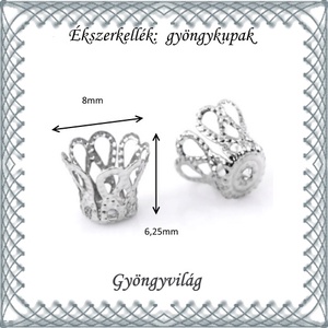 Ékszerkellék: gyöngykupak BGYK 18-6,25x8 , ródiumozott, 30db - kellékek & szerszámok - gyöngy, ékszerkellék - egyéb alkatrész - Meska.hu