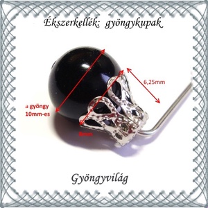 Ékszerkellék: gyöngykupak BGYK 18-6,25x8 , ródiumozott, 30db - kellékek & szerszámok - gyöngy, ékszerkellék - egyéb alkatrész - Meska.hu