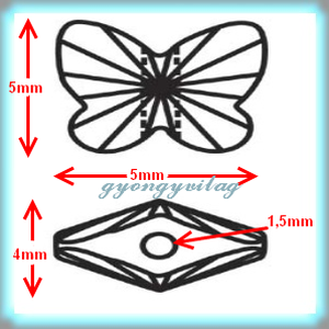 Swarovski kristály gyöngy: SWGY pillangó (5754) fűzhető  5mm több szín - kellékek & szerszámok - gyöngy, ékszerkellék - swarovski kristályok - Meska.hu