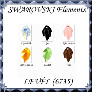 Ékszerkellék: Swarovski levél 26mm-es több színben SW6735, Kellékek & szerszámok, Gyöngy, ékszerkellék, Swarovski kristályok, Ékszerkészítés, Ékszerkészítés, MESKA