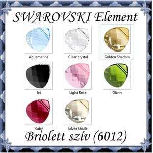 Swarovski kristály medál: briolett szív 11mm keresztben fúrt több szín SW6012-11, Kellékek & szerszámok, Gyöngy, ékszerkellék, Swarovski kristályok, Ékszerkészítés, Ékszerkészítés, MESKA