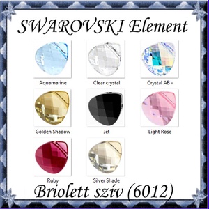 Swarovski kristály medál: briolett szív 15,5mm keresztben fúrt több szín SW6012-15,5, Kellékek & szerszámok, Gyöngy, ékszerkellék, Swarovski kristályok, Ékszerkészítés, Ékszerkészítés, MESKA