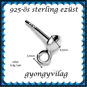 925-ös sterling ezüst ékszerkellék: fülbevalóalap bedugós EFK B 41 - kellékek & szerszámok - gyöngy, ékszerkellék - egyéb alkatrész - Meska.hu