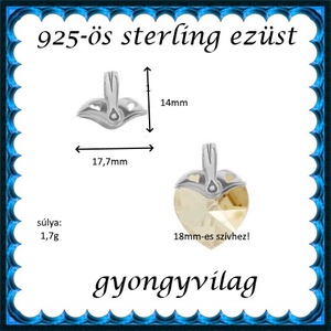 925-ös sterling ezüst ékszerkellék: medáltartó, medálkapocs EMK 84 - kellékek & szerszámok - ékszerkellék - medáltartó, medálkapocs - Meska.hu