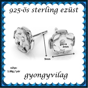 925-ös sterling ezüst ékszerkellék: fülbevalóalap bedugós EFK B 43E - kellékek & szerszámok - gyöngy, ékszerkellék - egyéb alkatrész - Meska.hu