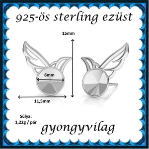 925-ös sterling ezüst ékszerkellék: fülbevalóalap bedugós EFK B 45E - kellékek & szerszámok - gyöngy, ékszerkellék - egyéb alkatrész - Meska.hu