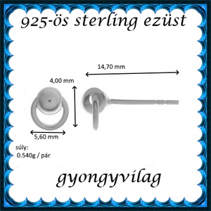 925-ös sterling ezüst ékszerkellék: fülbevalóalap bedugós EFK B 39 - kellékek & szerszámok - gyöngy, ékszerkellék - egyéb alkatrész - Meska.hu