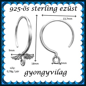  925-ös sterling ezüst ékszerkellék: fülbevalóalap akasztós EFK A 89 - kellékek & szerszámok - gyöngy, ékszerkellék - egyéb alkatrész - Meska.hu