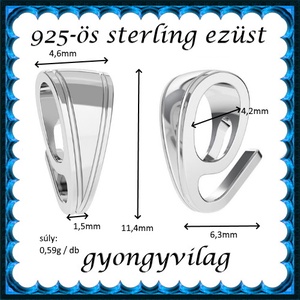 925-ös sterling ezüst ékszerkellék: medáltartó, medálkapocs EMK 100 - kellékek & szerszámok - gyöngy, ékszerkellék - egyéb alkatrész - Meska.hu