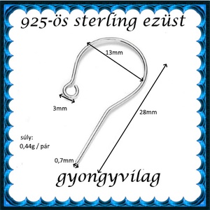  925-ös sterling ezüst ékszerkellék: fülbevalóalap akasztós EFK A 83 - kellékek & szerszámok - gyöngy, ékszerkellék - egyéb alkatrész - Meska.hu